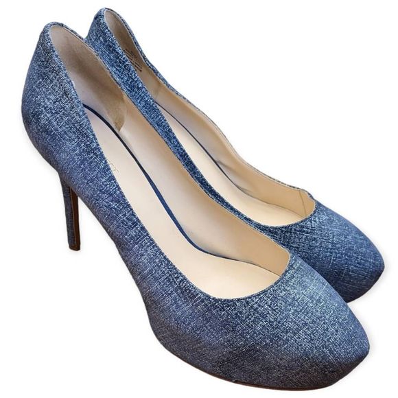 Nine West Juliette Blue Leather Platform Heels size 9.5 - Picture 3 of 12